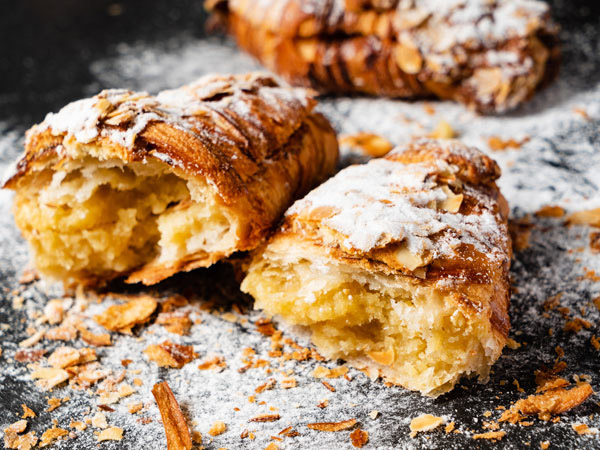 almond croissant using leftover frangipane